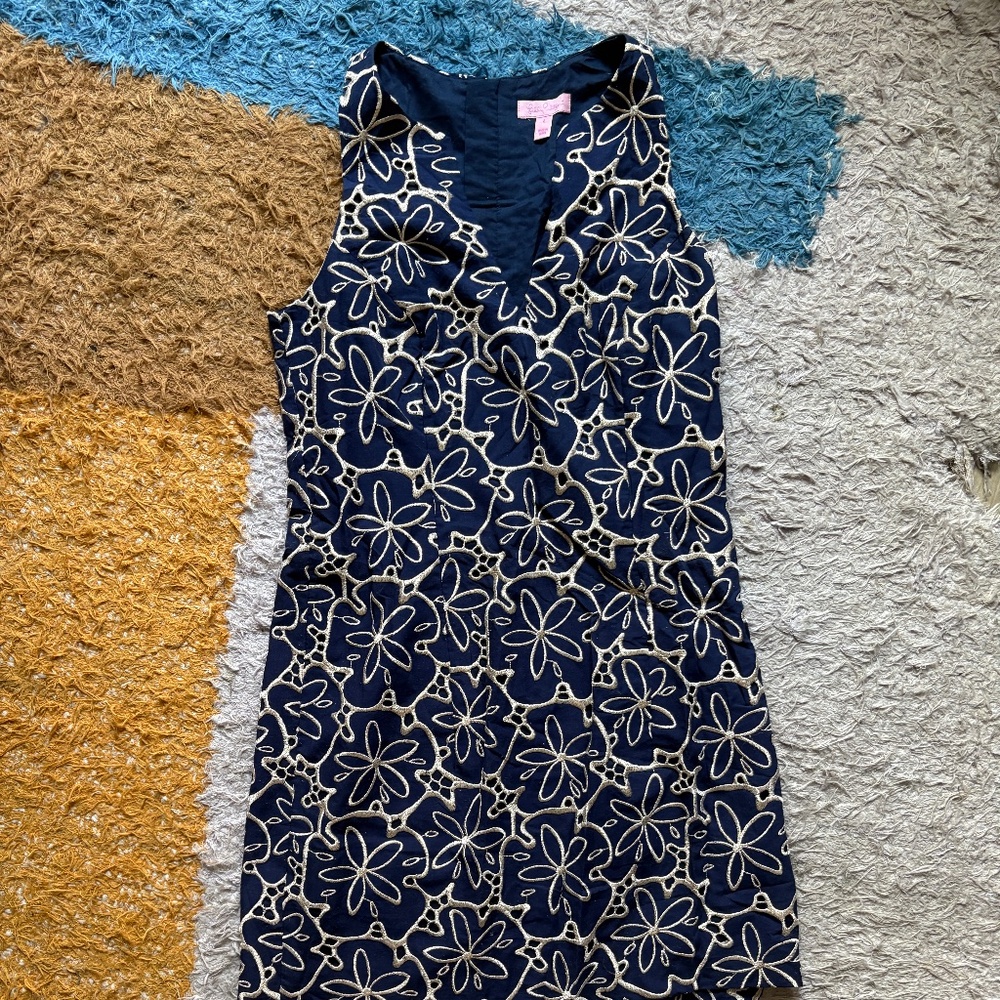 LILLY PULITZER Embroidered Sand Dollar Augusta Dress 12